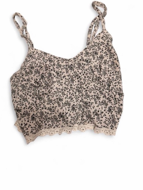 American Eagle Outfitters Tops - American Eagle Outfitters Beige Floral Lace-Trim Tank Top